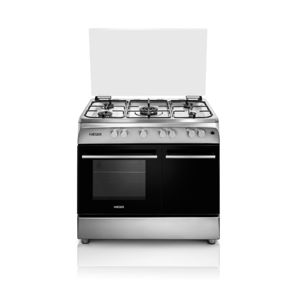 Fogão e forno a gás 90×60 – Inox, compartimento para garrafa de gás