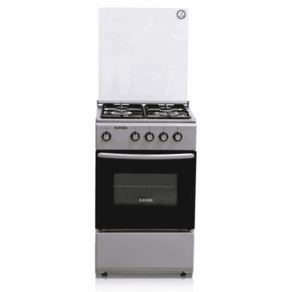 Fogão a gás HAEGER 50×50 – Inox e Cinza metalizado