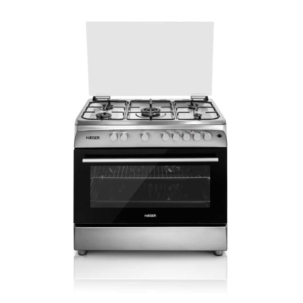 Fogão a Gás e Forno Elétrico HAEGER 90×60 – Gás Natural, 110L, Inox
