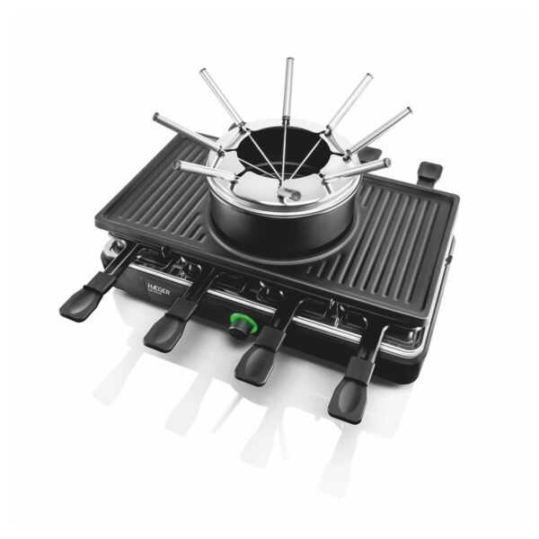 Conjunto Fondue, Grelhador e Raclette HAEGER Cool Dinner – Adequado para 8 Pessoas,1400W