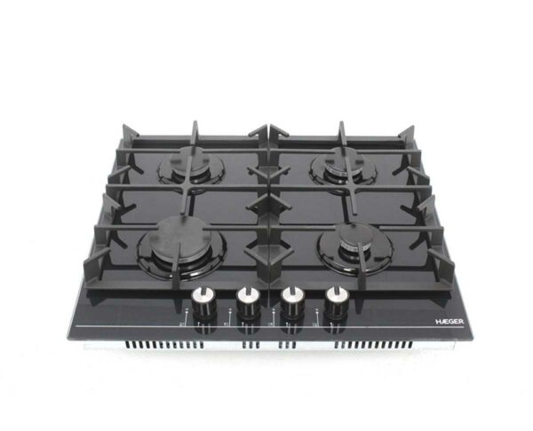 Placa a Gás Encastrável – 4 Zonas, 60cm, vidro preto temperado