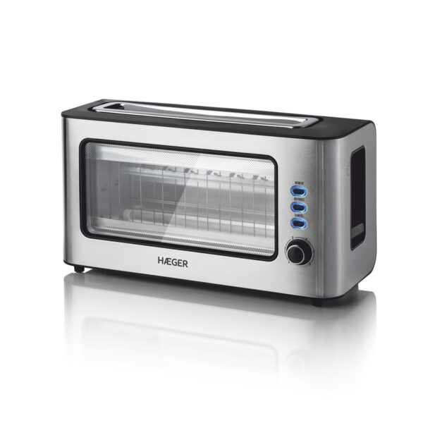Torradeira com Janela de Vidro HAEGER Window – 1 abertura extra larga, 1000W, 6 Temperaturas, Inox