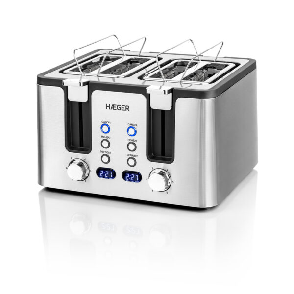 Torradeira HAEGER Otimus Toast – 4 Aberturas, 1700W, Inox